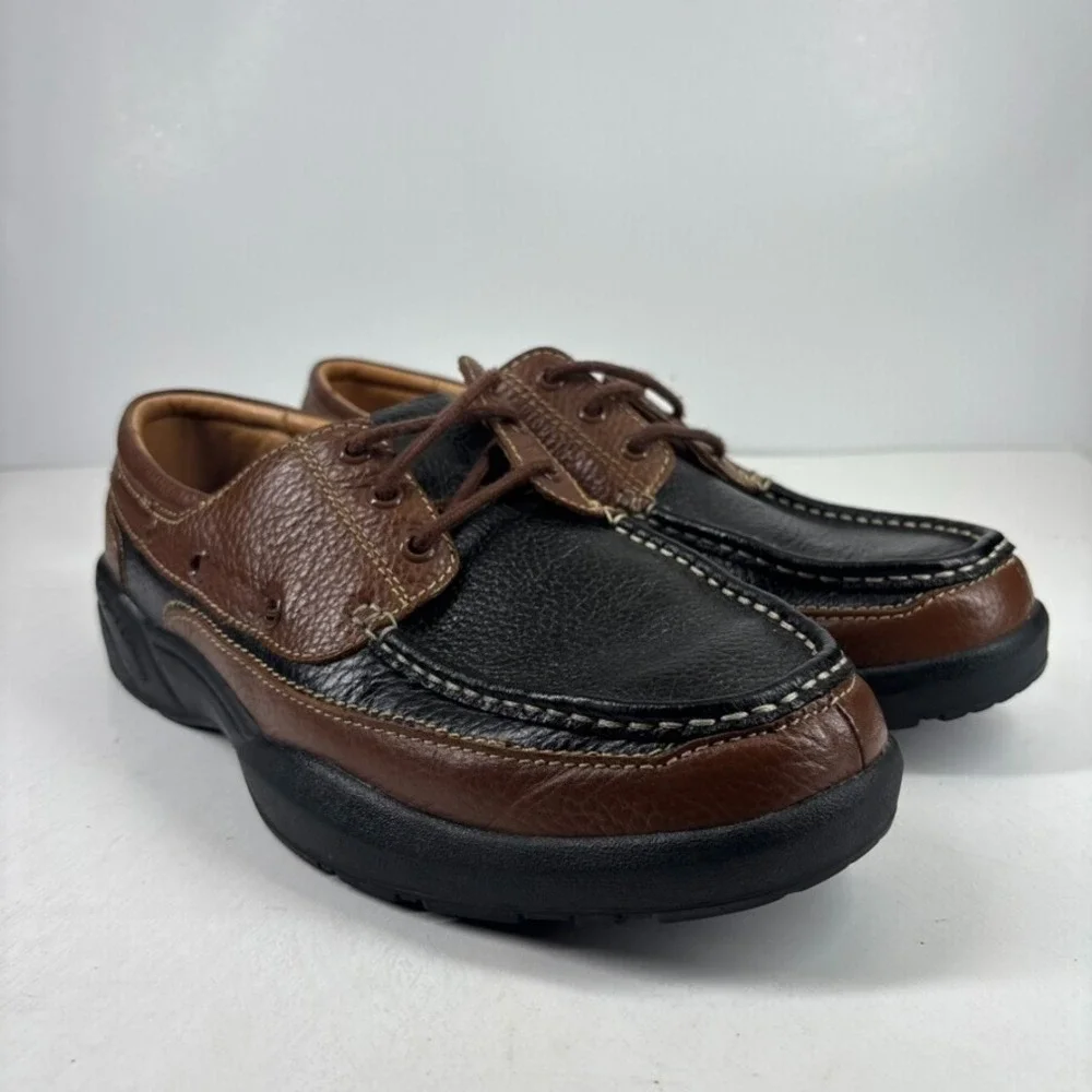 Dr. Comfort Patrick Men's US 11.5W Brown/Black Leather Diabetic Boat Shoes 8560